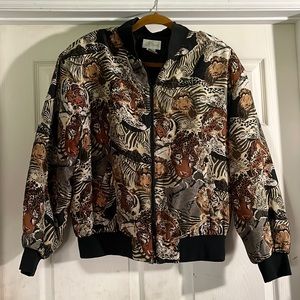 Vintage Bomber Jacket Silk Leopard Print Jacket 80s 90s Style by K. Arnold
